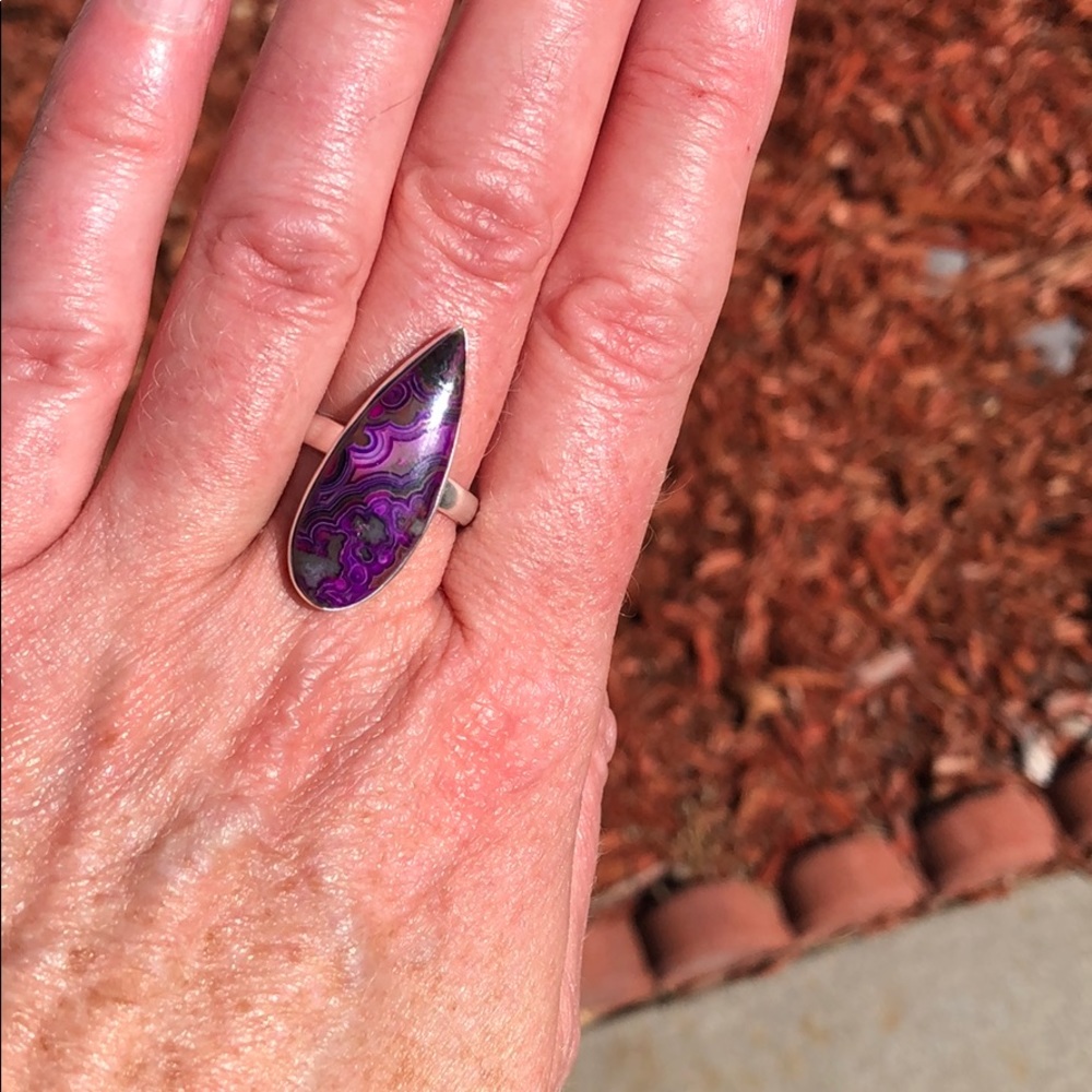 Purple Agate Teardrop Ring - Picture 4 of 9